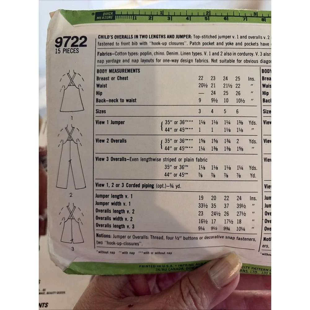 Simplicity 9722 Sewing Pattern Child 5 Jumper Overalls Shortalls Bibs Uncut 80s